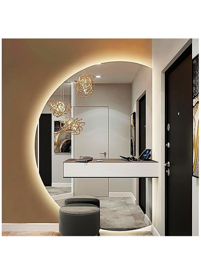 Vphom Premium D-Shaped LED Backlit Mirror (150x105cm)  Large Half-Moon Wall-Mounted Smart Vanity Mirror with Touch Sensor & 3 Dimmable Color Modes – Modern HD Mirror for Bathroom, Bedroom & Dressing Room - Image 4